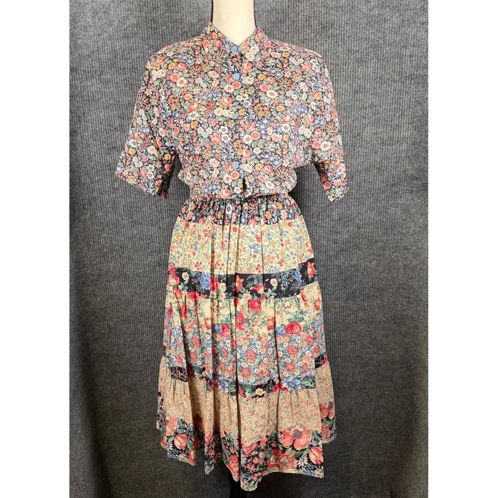 Vintage 90s On The Verge Floral Prairie Skirt (M) Blouse (S) Set Western Cottage